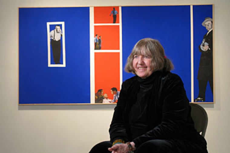 Rosalyn Drexler in front of her painting, "Chubby Checker" (1964). (Courtesy of Hirshhorn Museum and Sculpture Garden, Washington D.C.)
