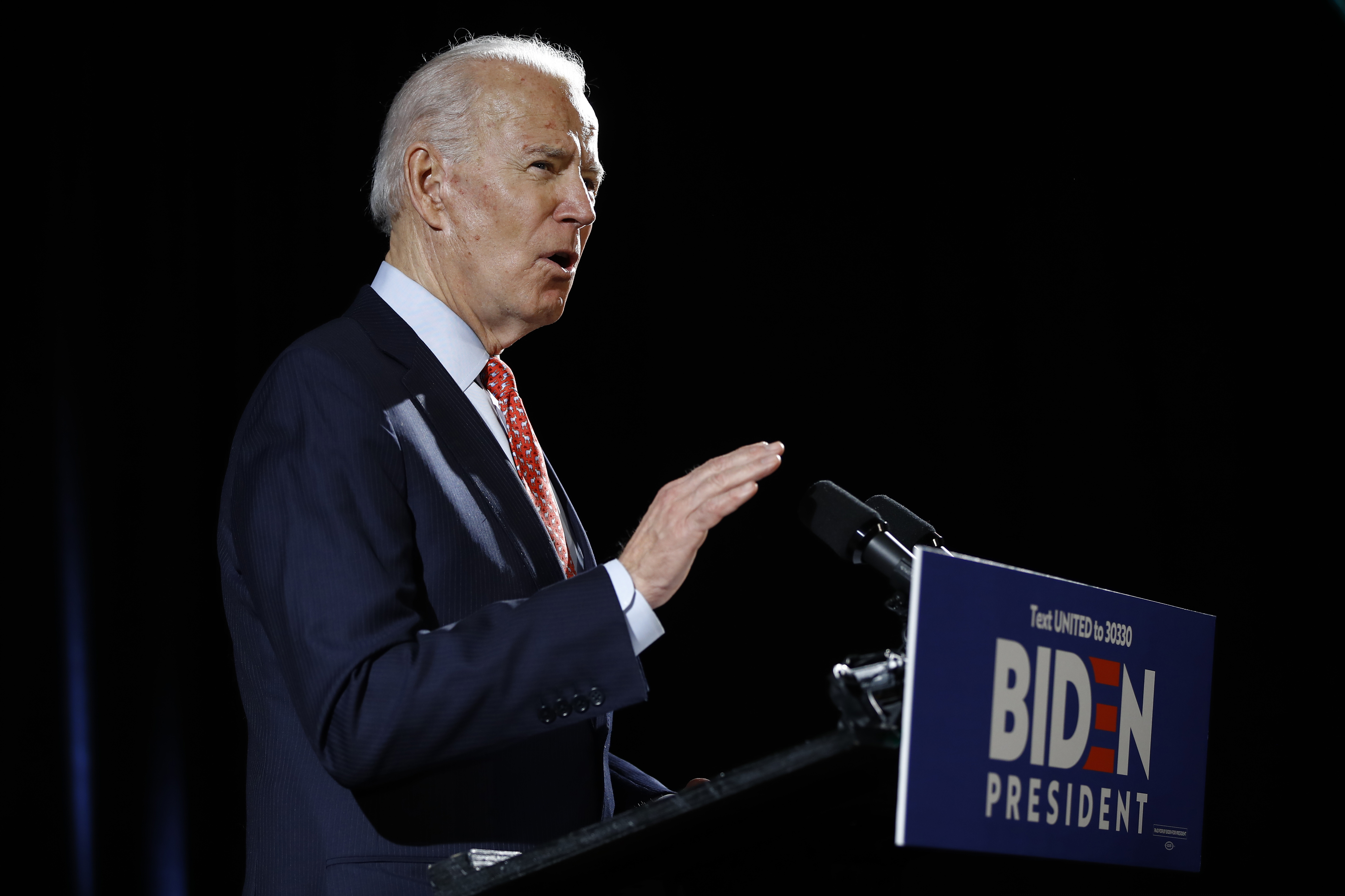 Joe Biden giving a speech earlier this month in Wilmington.