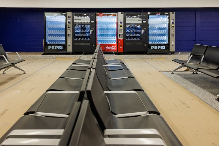 The soon-to-open Greyhound Station at 10th and Filbert Streets features new seats and vending machines