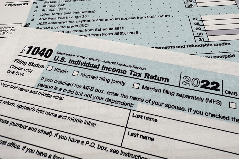 FILE - The Internal Revenue Service 1040 tax form for 2022 is seen on April 17, 2023.