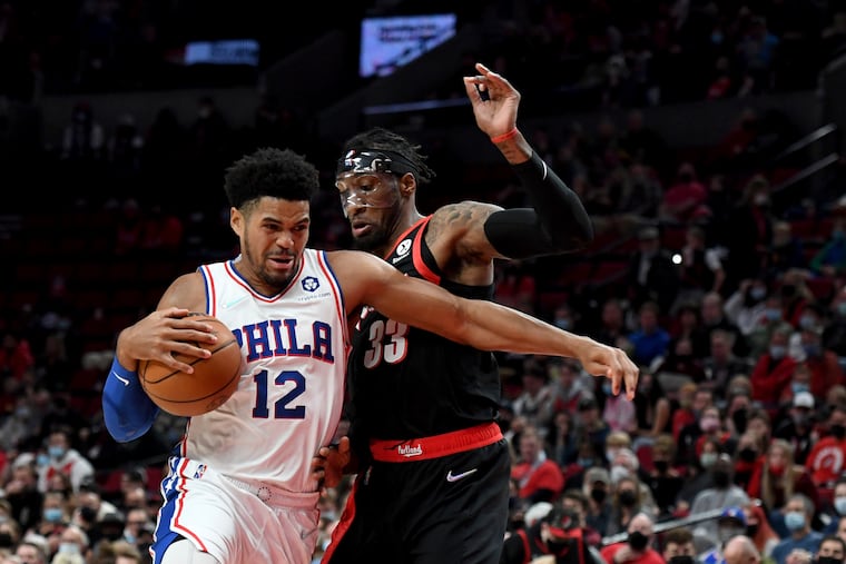 Sixers forward Tobias Harris, left, is not expected to play today versus the Sacramento Kings although he's listed as questionable on injury report.
