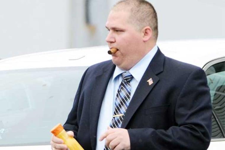 Marcus Hook Mayor James 'Jay" Schiliro, seen here in March 2013, was found guilty last month of recklessly endangering another person, unlawful restraint, false imprisonment, official oppression, and furnishing liquor to a minor. (AP Photo / Delaware County Daily Times, Eric Hartline)