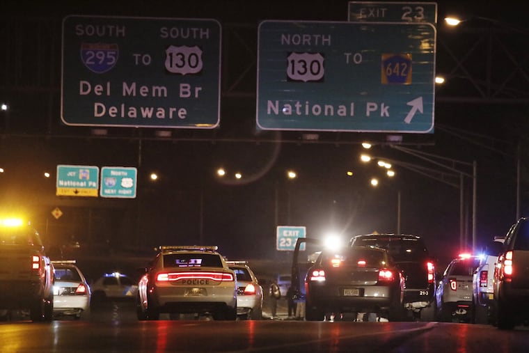 Southbound Route 295 in West Deptford, New Jersey, where a New Jersey state trooper was struck by a car.