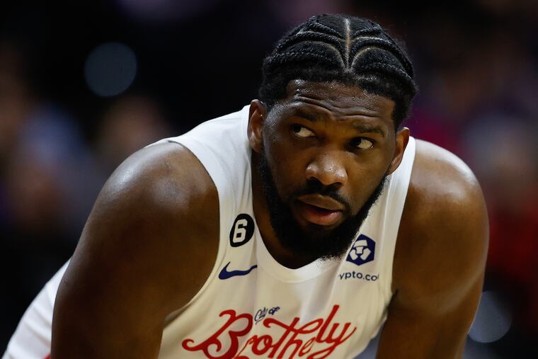 Center Joel Embiid sat out the Sixers' win on Saturday to let his sore left foot recover.