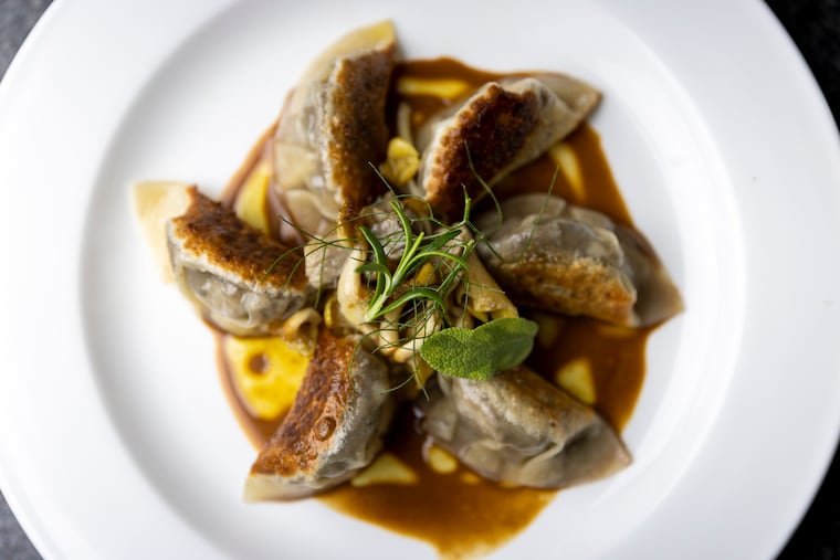 Wild Mushroom Dumplings with Mushroom and Truffle Sauce made by Susanna Foo at her home.