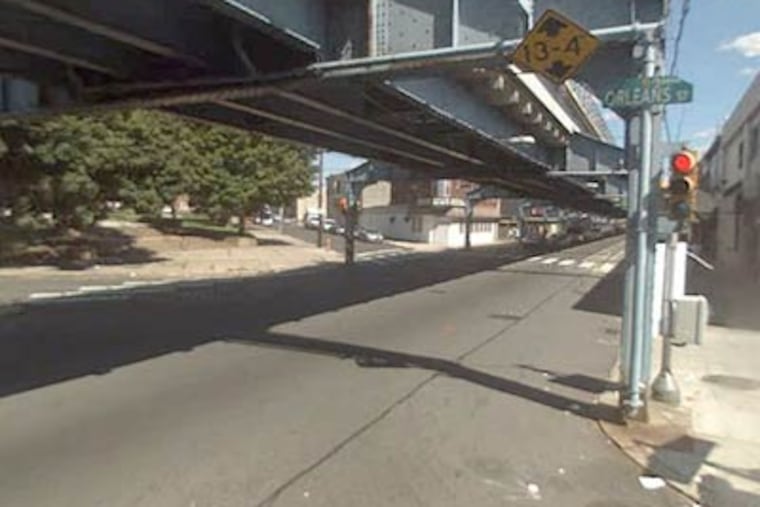 The intersection of Kensington Avenue and East Orleans Street in Kensington, where a woman told police she was raped and choked. (Google StreetView)