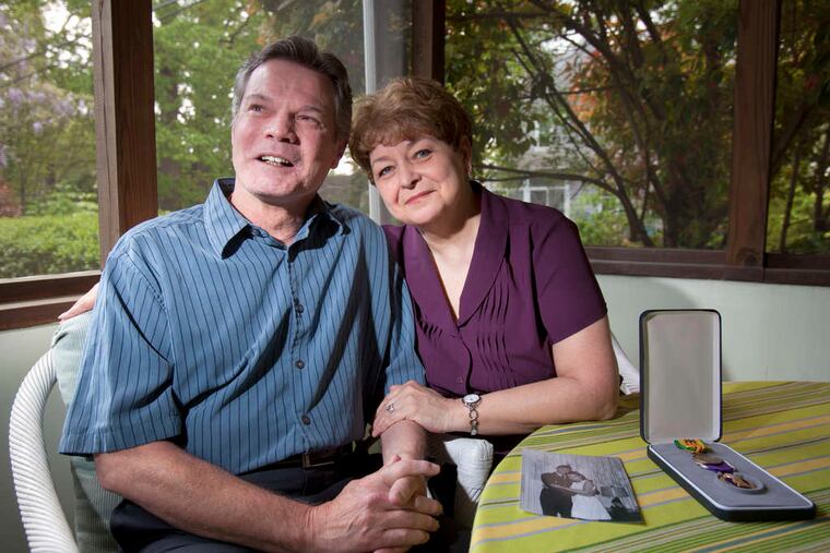 Robert James Miller and his wife, Patti, of Norwood. She wrote him a letter every day he was away serving in Vietnam, where he was injured by shrapnel.