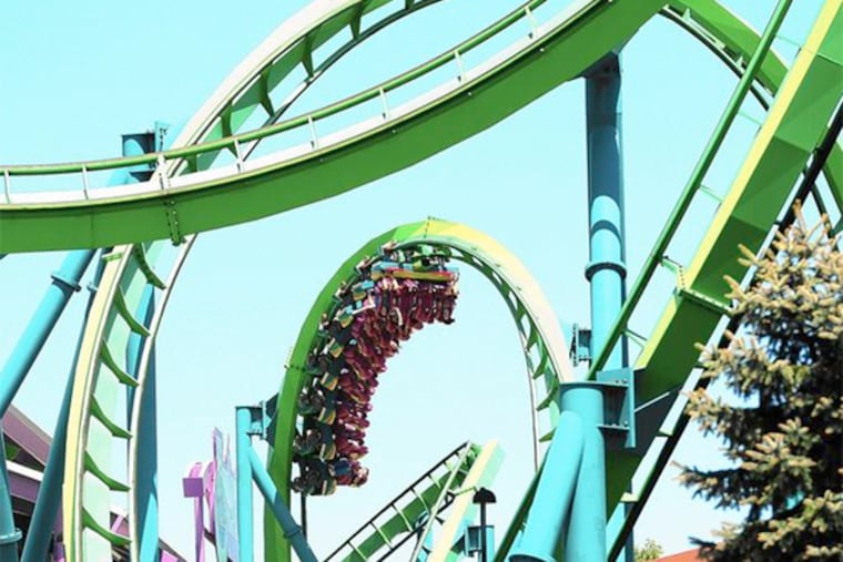 A roller coaster at Dorney Park & Wildwater Kingdom in Allentown, Pa. The amusement park's parent company, Cedar Fair, is merging with Six Flags.