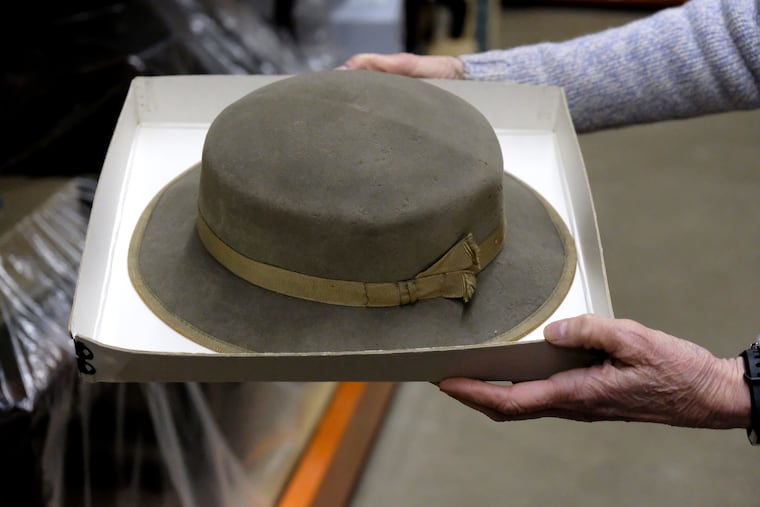 A hat belonging to Abraham Lincoln at the storage facility for the Philadelphia History Museum in February 2019.