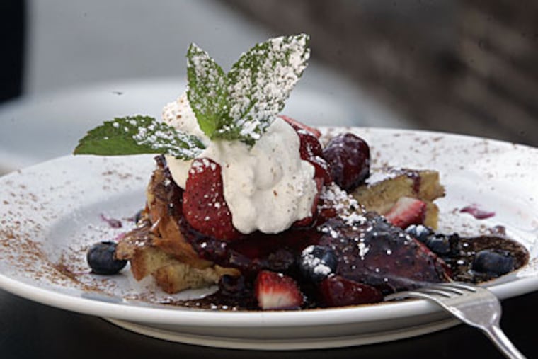 The crunchy peanut butter-stuffed French toast is a highlight at Green Eggs Cafe. (BONNIE WELLER / Staff Photographer)