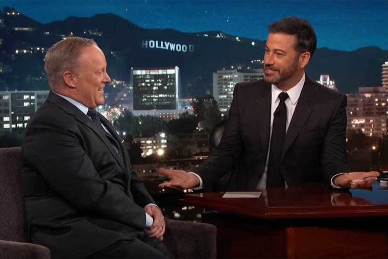 Former White House press secretary Sean Spicer took some ribbing from Jimmy Kimmel.