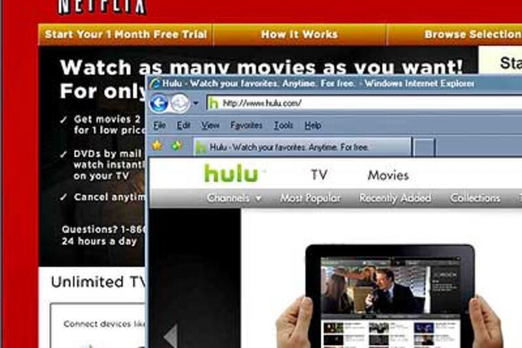 J.D. Powers says that, even with the ability to watch shows and movies on a computer, not many people are willing to cut the cord. (Source: Hulu/Netflix via Bloomberg; screen grab Aug. 16)