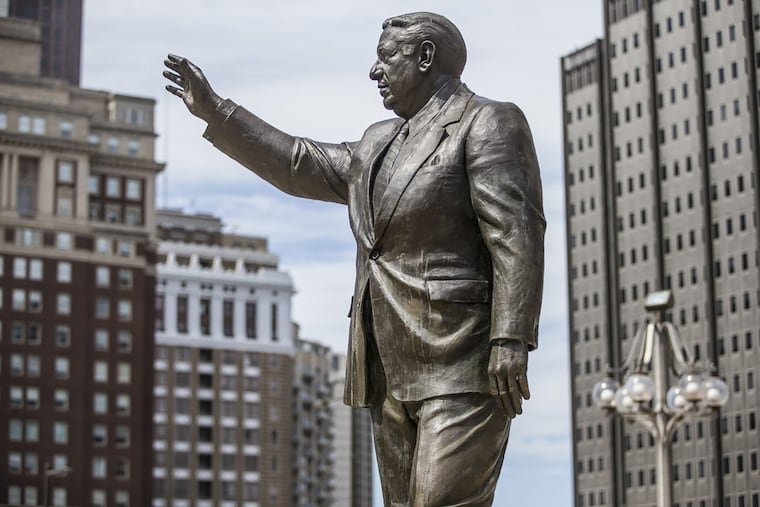 Statue of former Philadelphia Mayor Frank Rizzo outside the Municipal Services Building across from City Hall.