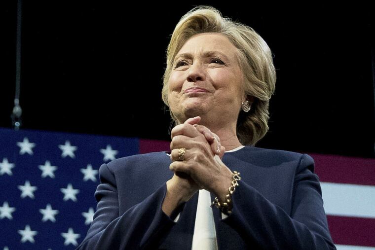 Hillary Clinton takes the stage at a recent fund-raising event in San Francisco.
