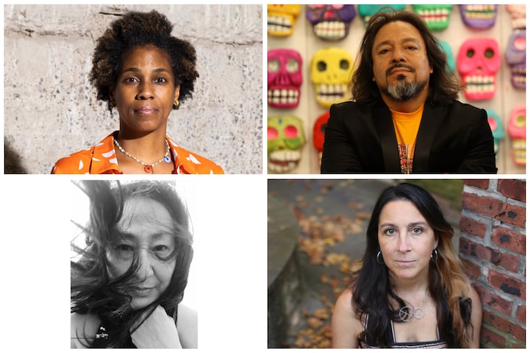 (Top left clockwise) Karyn Olivier, Cesar Viveros, Nichole Canuso and Rea Tajiri are four artists named in the 2025 cohort of United States Artists Fellows. Photo of Olivier by Ryan Collerd and photo of Viveros by Manuel Vasquez.
