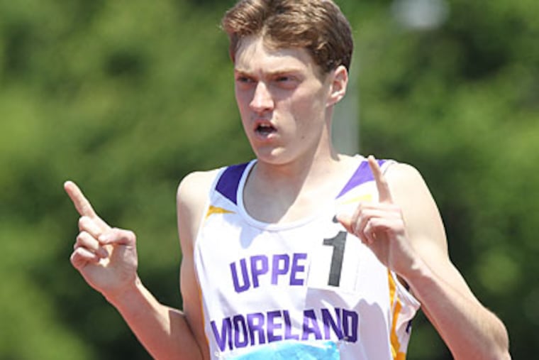 Upper Moreland senior Drew Magaha broke his own district record in the boys' 1,600-meter run. (Charles Fox/Staff Photographer)