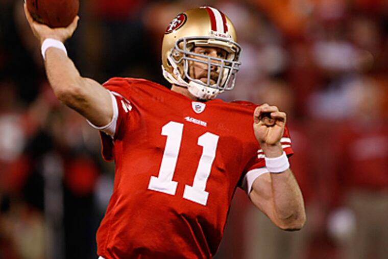 Alex Smith, who struggled early in the season, has turned it on lately and is looking to continue his recent success against the Eagles on Sunday. (AP Photo/Paul Sakuma)