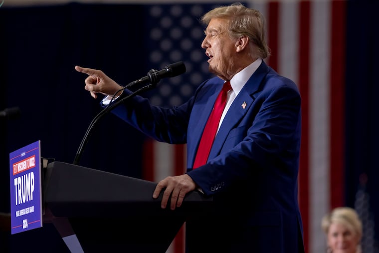Republican presidential candidate and former President Donald Trump speaks at a campaign rally in in Green Bay, Wis., on Tuesday, April 2, 2024.