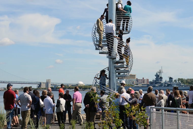 Delaware River Waterfront Corporation opens their new park, Washington Avenue Pier, the former Pier 53, as a space for visitors to enjoy the panoramic views of the Delaware River and Center City on August 15, 2014. (VIVIANA PERNOT/ Staff Photographer)