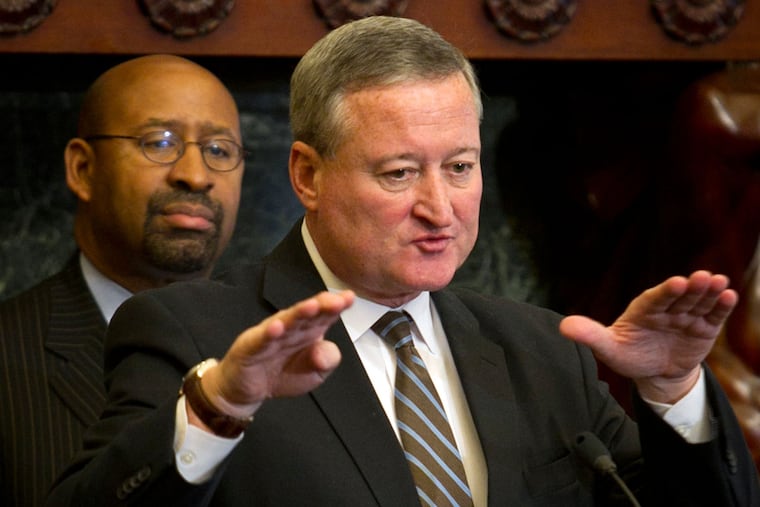 Mayor-elect Jim Kenney (front) and Mayor Nutter.