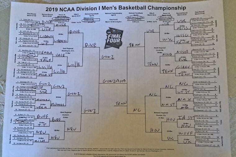 Dick Jerardi's 2019 NCAA Tournament bracket.