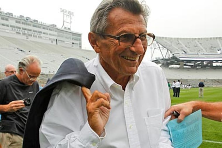 "I don't intend to miss any games," said Joe Paterno, who is entering his 45th season as Penn State's coach. (Gene J. Puskar/AP)