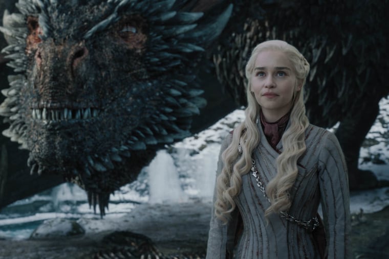 Emilia Clarke as Daenerys Targaryen in a scene from the Sunday, May 5, episode of HBO's "Game of Thrones."