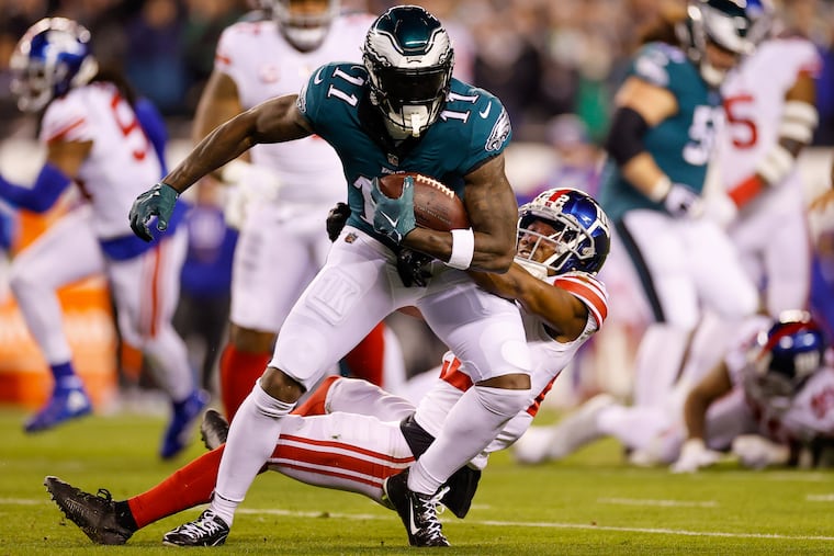 Former Giants cornerback Adoree' Jackson, seen here trying to tackle Eagles wide receiver A.J. Brown, has been a player the Eagles have had their eyes on for quite some time.