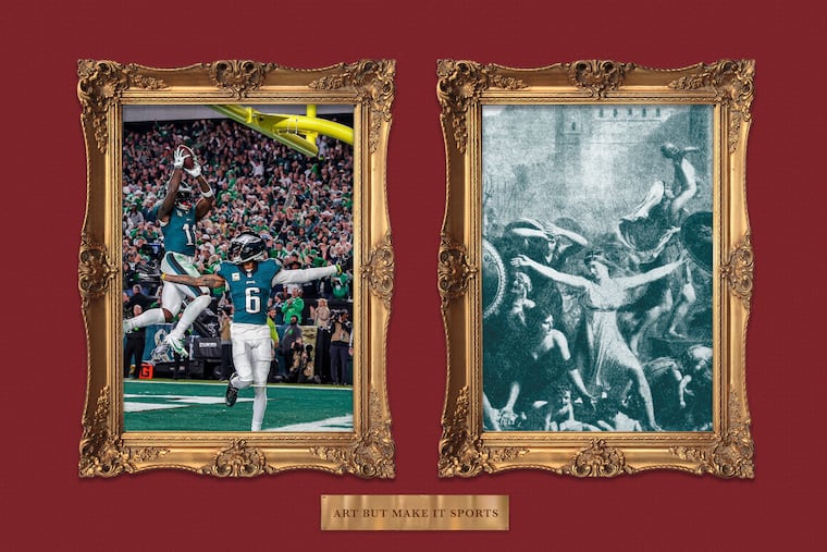 DeVonta Smith and A.J. Brown's viral alley-oop celebration immediately made LJ Rader think of this classic work of art.