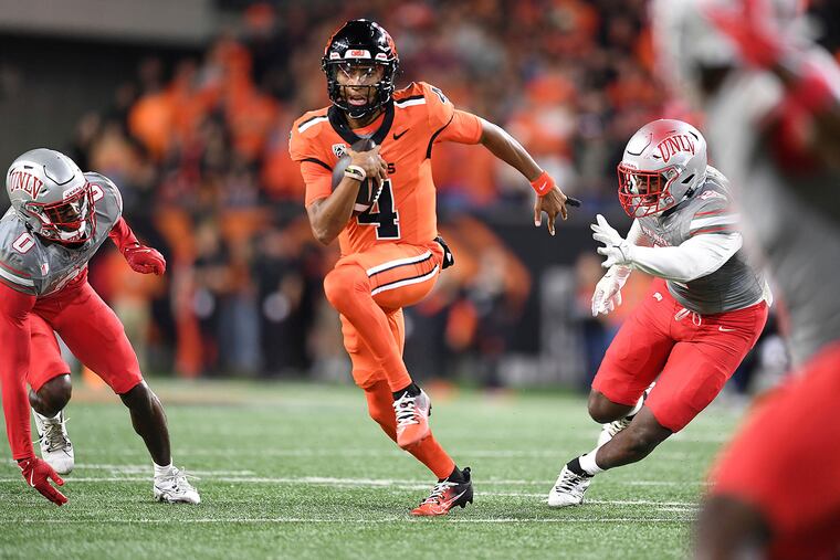 New Temple quarterback Gevani McCoy rushed for 328 yards and five touchdowns last season at Oregon State.