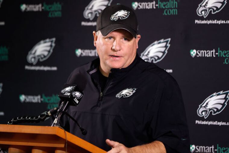 Eagles head coach Chip Kelly speaks during a news conference during practice at the NFL football team's training facility, Thursday, Dec. 5, 2013, in Philadelphia. (Matt Rourke/AP)