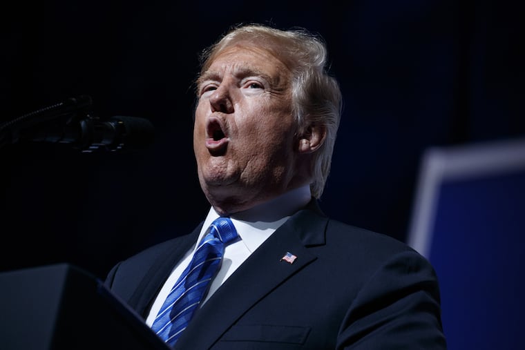 President Donald Trump speaks to the national convention of the Veterans of Foreign Wars, Tuesday, July 24, 2018, in Kansas City, Mo.