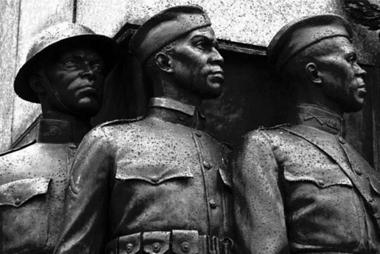 Detail of the “All Wars Memorial to Colored Soldiers and Sailors,” at 20th and the Parkway. (George Widman/AP)