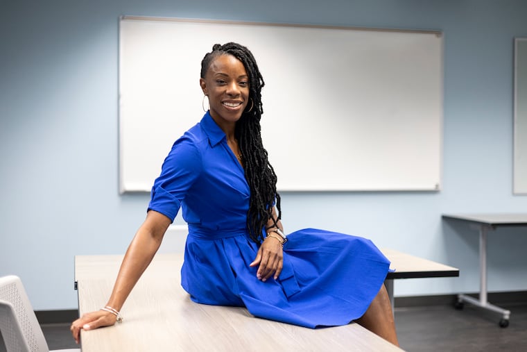 Jocelyn B. Tyson, a member of the Voorhees New Jersey Toastmasters Club, at the Vogelson Regional Library in Voorhees, where her group meets.