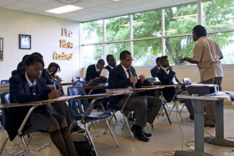 An English class at Pine Forge works on a final exam. (KRISTON J. BETHEL / Staff photographer)
