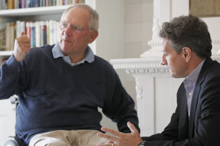 German Finance Minister Wolfgang Schaeuble met with U.S. Treasury Secretary Timothy Geithner.
