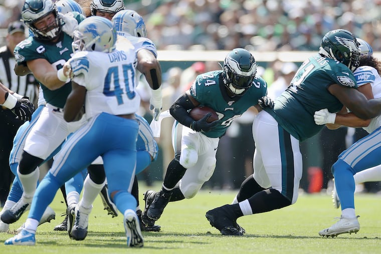 Eagles running back Jordan Howard (24) could be a big factor in Thursday night's game against the Packers at Lambeau Field.