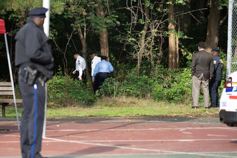 Police looking for a missing person used cadaver dogs in a search of Kemble Park in Philadelphia's Ogontz section.