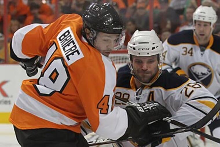 "We've adjusted and he's doing his thing with the Flyers," Jason Pominville said of Danny Briere. (Michael Bryant/Staff Photographer)
