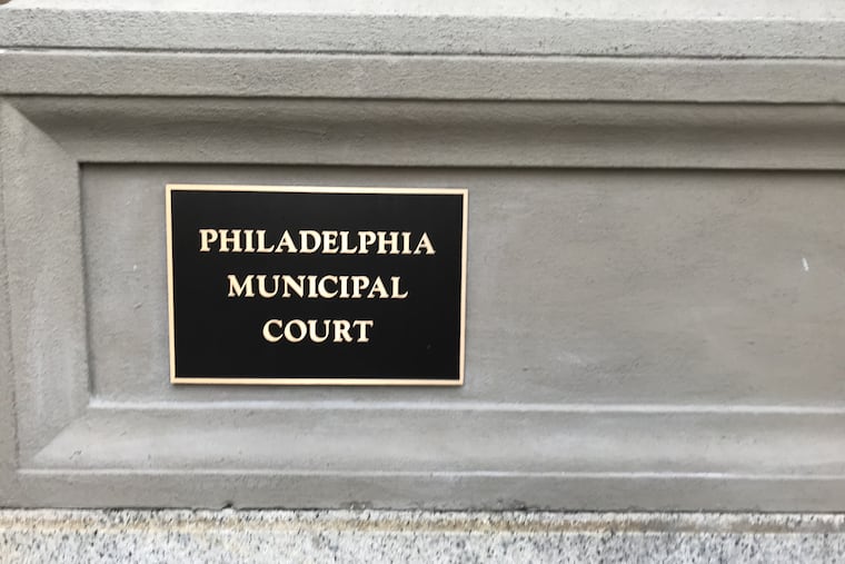 The sign for Philadelphia Municipal Court across the street from City Hall.