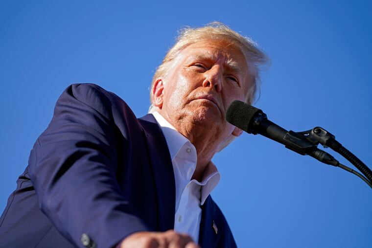 Donald Trump speaks at a campaign rally in Waco, Texas. The former president has been indicted by a Manhattan grand jury and may turn himself in to authorities as early as Tuesday.