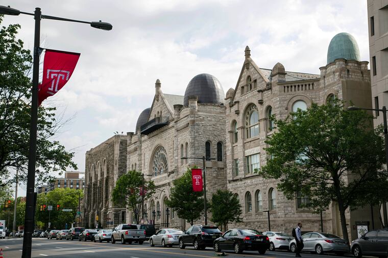 This May 23, 2019, file photo shows Temple University in Philadelphia. Amid rising numbers of positive coronavirus cases, Temple University announced Thursday, Sept. 3, 2020, that the majority of classes will shift to online through the end of the semester.
