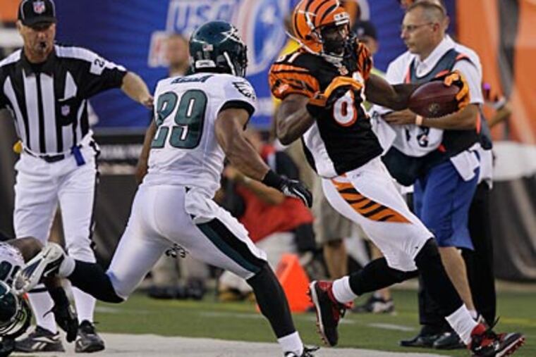 "They're premier receivers. It was a good test for us," Nate Allen said of Terrell Owens and Chad Ochocinco. (AP Photo/Ed Reinke)