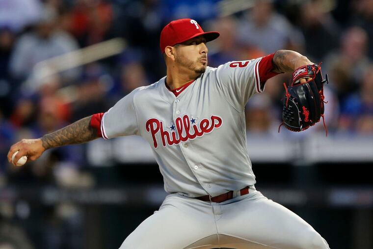 Vince Velasquez pitched five scoreless innings Wednesday night.