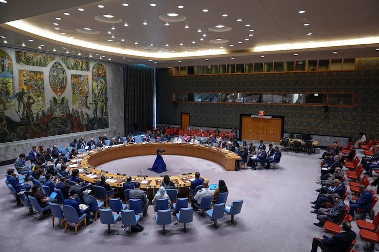 The United Nations Security Council holds a meeting about the war in Gaza in May.