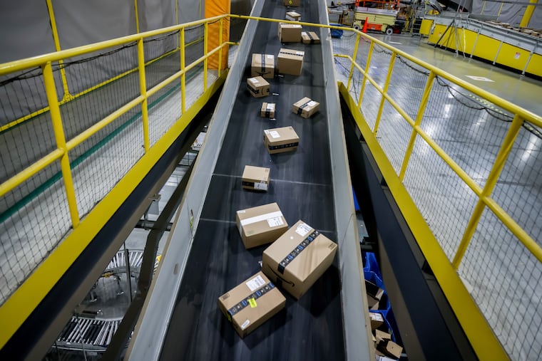 Packages for shipping at an Amazon Fulfillment center on Cyber Monday in Robbinsville, New Jersey, US, on Monday, Dec. 1, 2025. MUST CREDIT: Michael Nagle/Bloomberg
