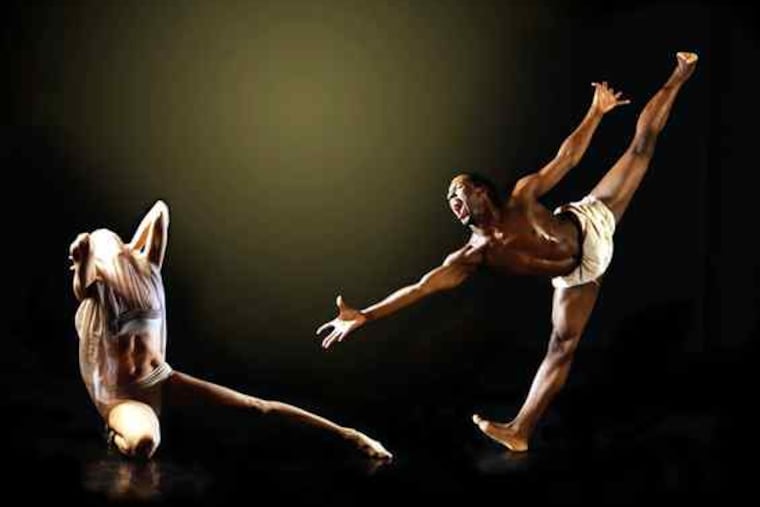 Koresh Dance Company members Melissa Rector and Kyle McHargh in the world premiere of Roni Koresh's new work, "ev-o-lu-tion."