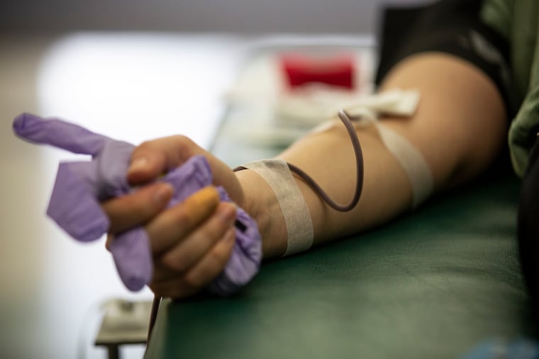 Allyson, of Philadelphia, Pa., gives a blood donation to the American Red Cross. Allyson found out about the blood donations from a text alert she signed up for from Philadelphia Office of Emergency Management. “I just thought about the people that are sick that might need it,” Allyson said. “I’m concerned about my parents in their early 70s and I want someone to take care of them if they needed it.”