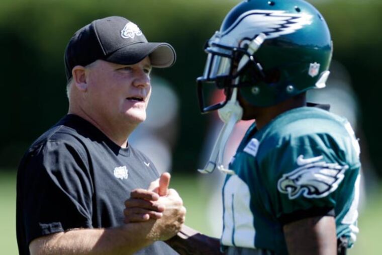 Eagles wide receiver DeSean Jackson, right, and head coach Chip Kelly. (Matt Rourke/AP)