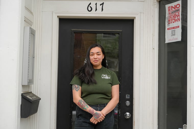 Liz Grothe, the chef behind the pop-up Couch Cafe, outside Neighborhood Ramen. She'll take over the space for her new restaurant, Scampi, to open August 2024